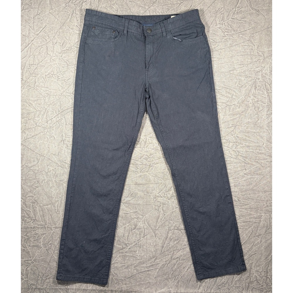 Eng Laundry Pants Mens 36x32 Blue Textured 5-Pocket Straight Leg Casual Trousers